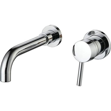 Wall Mounted Sink Faucet, Brass Bathroom Faucet Mixer Tap, Silver (1/4)