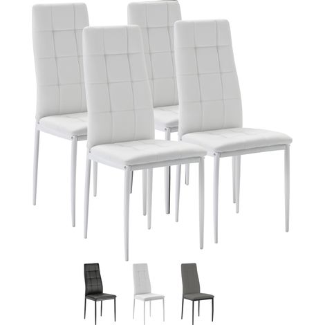 Set de 4 sillas Comedor GAEL tapizadas Blanco. certificada por la SGS. 42 cm (Ancho) x 51 cm (Profundo) x 97 cm (Alto) (1/5)