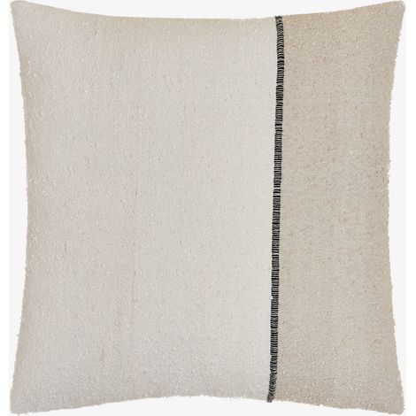 SKLUM Quadratisches Baumwollkissen (45x45 cm) Louisa Schwarz - Beige Leinen                                  
