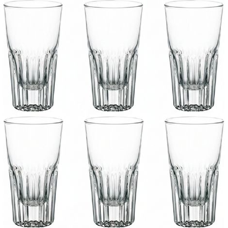6 Bicchieri amaro per Liquore in Vetro base pesante Digestivi caffe freddo Shot  Professionale per Bar pub bodega Ristorazione Su-sa Made in Italy Design Vintage Scanalato cl 14.5   h 12.6 cm