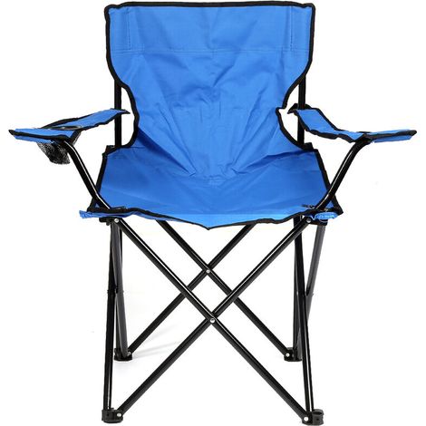 Siège Pliable Portable,Chaise Camping avec Porte-gobelet,®,Avec dossier et accoudoirs,Adaptée au Camping, à la Plage, au Barbecue,bleu (1/5)