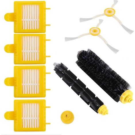 Set di 8 accessori per robot aspirapolvere iRobot Roomba serie 700/780: 4 filtri HEPA, 2 spazzole laterali, 1 coppia di spazzole principali gialle. (1/4)