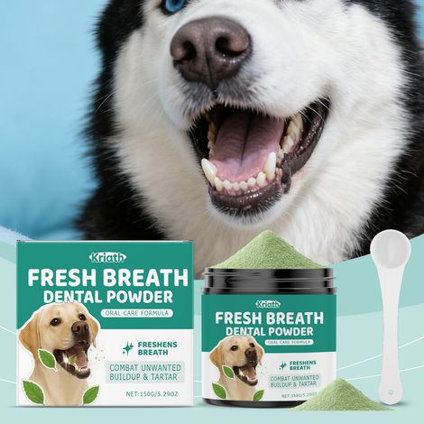 Poudre douce pour l'hygiène dentaire des chiens, pour le nettoyage et le soin quotidien des dents - 150 g x 1, dosette x 1 (1/5)