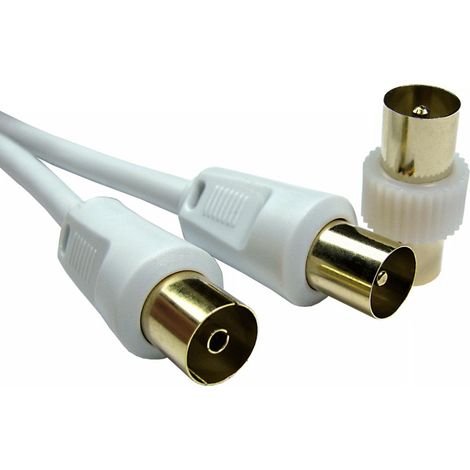 Rs Pro – Câble coaxial 3C2V pour antenne TV – Connecteur mâle 9,5 mm – Connecteur femelle 9,5 mm – Blanc – Prix pour 1