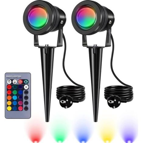 RGB Spot LED Extérieur 10W avec Piquet Éclairage Extérieur LED à Piquer Lampe Jardin étanche IP65 Lot de 4 (1/5)