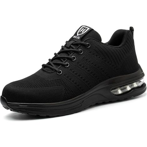 Baskets de SéCurité, Baskets de Travail Avec Embout En Acier, Chaussures de SéCurité LéGèRes Et Confortables, Baskets de Travail Industrielles Avec Coussin D'Air,Couleur:Noir,Taille 45 EU (1/5)