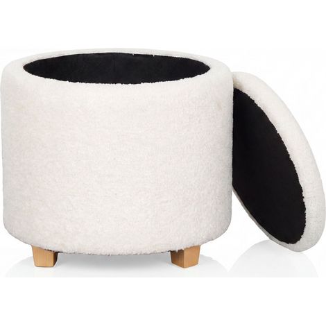 Pouf avec rangement / Pouf rembourré STORIANO S 1 compartiment blanc hjh LIVING (1/3)