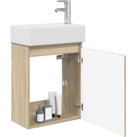 Meuble de Salle de Bain avec Robinet, Couleur Chêne Sonoma (1/5)