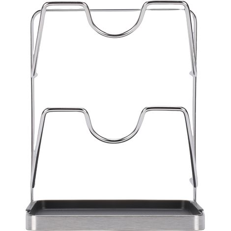 Porte-couvercles de comptoir en acier inoxydable, organisateur de planche à découper, support pour couvercles de casseroles et poêles à 2 niveaux pour la cuisine (1/5)