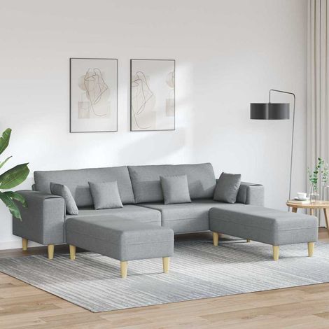vidaXL Canapé 3 pc Gris clair tissu