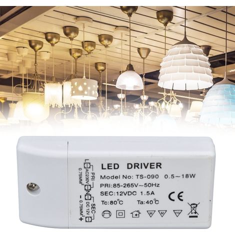 Transformateur d'alimentation 18W 12VDC 1,5A pour luminaires et alimentation LED à courant constant. (1/5)