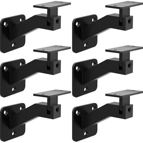 Quadratische Handlaufhalterungen – Verstellbare Handlaufhalterungen für Treppen im Innenbereich – Für Treppen und Flure – 6er-Pack – Schwarz (1/5)
