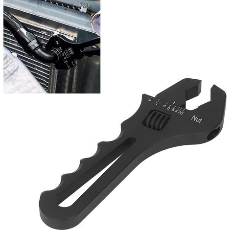 Clé à tuyau d'huile AN3-AN16, connecteur de tuyau, clé pour connecteur d'extrémité d'adaptateur, clé réglable, outil clé léger en aluminium, noir. (1/5)