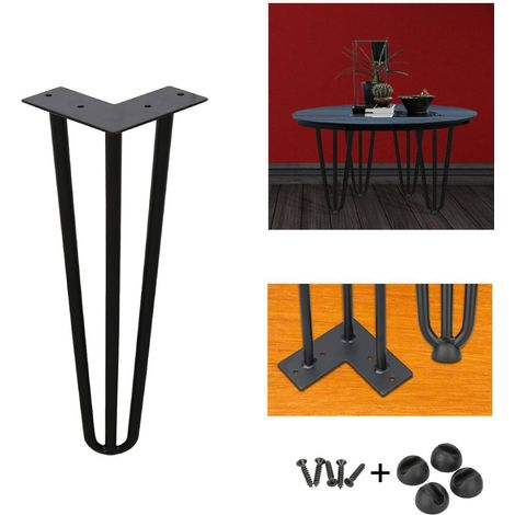 SWANEW Set di 4 gambe a forcina gambe a forcina telaio del tavolo tavolo corridori gambe tavolo da pranzo Harpins gamba del tavolo 3 puntoni nero - 20 cm (1/4)