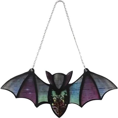 Décorations d'Halloween à suspendre en forme de chauve-souris en acrylique, décoration d'intérieur (20cmx2cmx9cm, C-vert) (1/5)