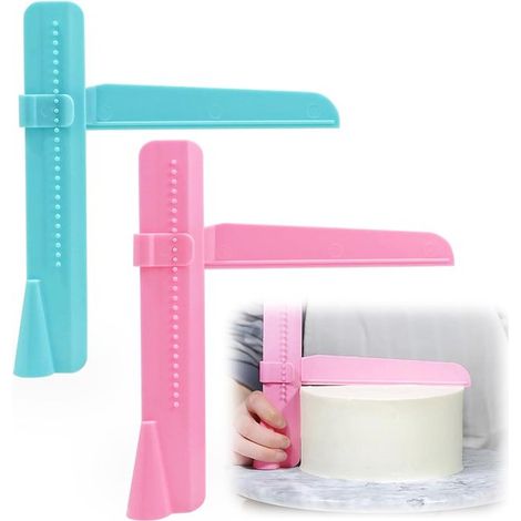 Juego de 2 espátulas para masa - Espátula para pasteles ajustable - Herramienta de cocina multifuncional para hornear - Azul y rosa (1/5)