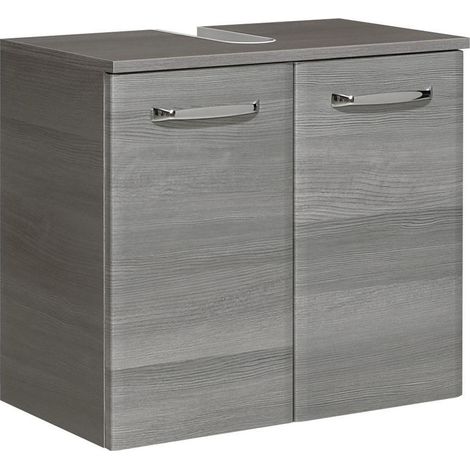 Badezimmer Waschbeckenunterschrank ALINA-66 in Graphit Struktur quer Nachb. - B/H/T: 60/53/33cm (1/5)