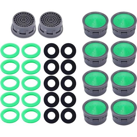 Lot de 10 aérateurs de robinet, limiteur de débit en plastique avec joints d'étanchéité pour robinet de cuisine et salle de bain (1/5)