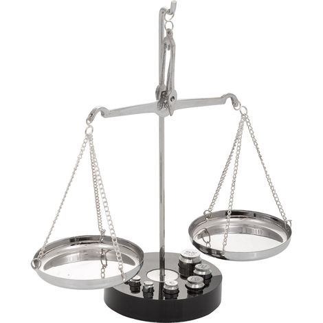 Balanza de metal y base de acrílico plataeada d7x20