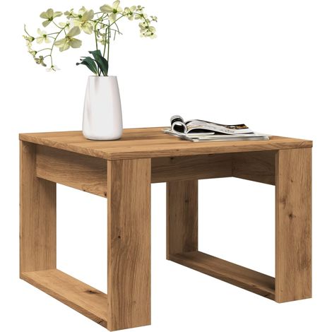 Mesa auxiliar de madera de ingeniería roble artisan 50x50x35 cm vidaXL (1/5)