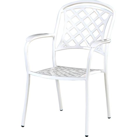 Inko Stapelstuhl Capri Alu-Guss 64x59x91 cm Gartenstuhl stapelbar 2 Farben zur Wahl Weiß (1/5)