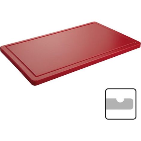Planche découper rouge avec rainure 40x25cm - Caterchef