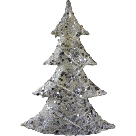 Dekorativer Weihnachtsbaum aus cremefarbenem Sisal mit silbernen Pailletten (1/2)