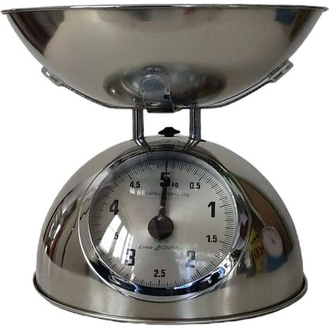 Bilancia da cucina 5kg meccanica in acciaio per pesare cibi pietanze alimenti farina piatto grande elegante bella da vedere (1/5)