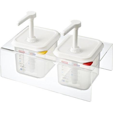 Lot de 2 distributeurs de sauce GN 1/6 transparents 2.6L - 380 x 225 x 195 mm - ARAVEN