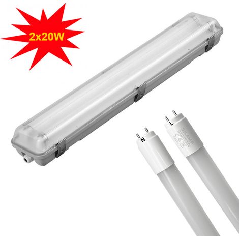 Plafoniera a tenuta stagna ip65 120cm 220v incluso di 2 tubi t8 20w opachiLuce Calda 3000k (1/5)