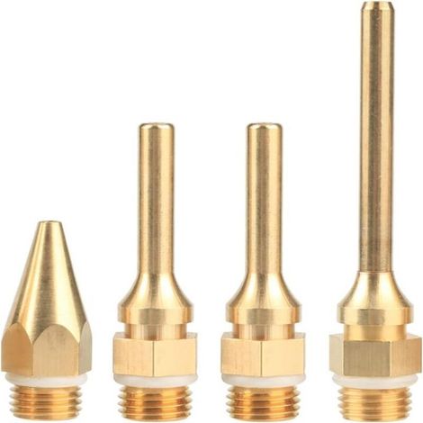 Kit de 4 buses en cuivre pour pistolet à colle thermofusible, buses interchangeables, diamètre de filetage de 10,8 mm, outils de remplacement pour pistolet à colle thermofusible, buse allongée.