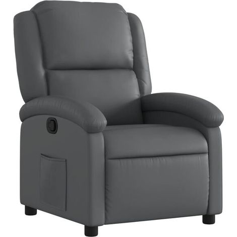 Fauteuil inclinable en similicuir gris (1/5)