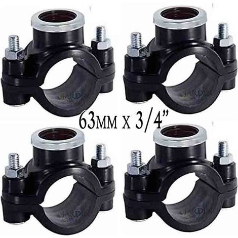 Pack 4 Collarin de Riego 63mm x 3/4''. Fitting para Instalación de Elementos de Riego como Aspersores, Difusores o Goteo