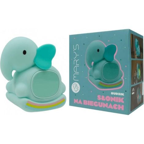 Lámpara de noche con forma de elefante mecedora y despertador.