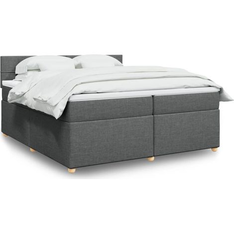 Boxspringbett mit Matratze Dunkelgrau 200x200 cm Stoff vidaXL