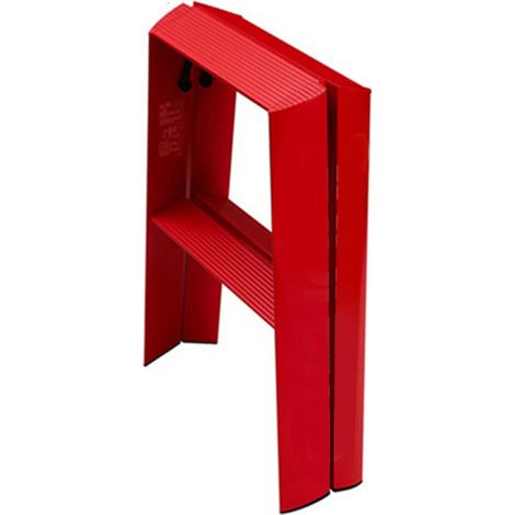 Klappbare Trittleiter mit 2 Stufen, Aluminiumlegierung, sicher, verstärkt, Haushaltsgerät, rot (1/5)