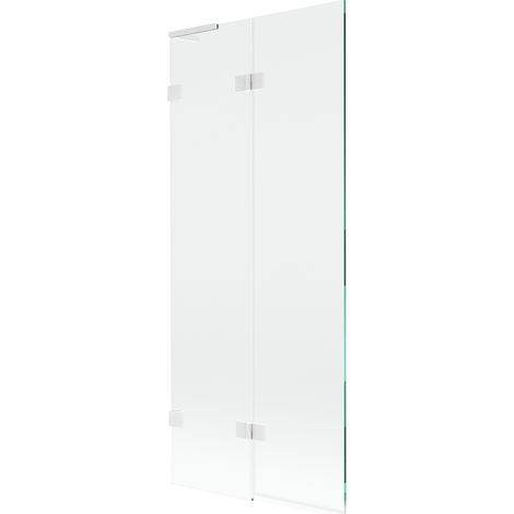 Mexen Lunar L paroi de baignoire 2 volets à gauche 80 x 150 cm, transparent, blanc - 897L-080-100-20-00-L (1/5)