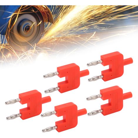 J.20007 Double rangée, une femelle et deux mâles, pas de 19 mm, fiche de court-circuit en cuivre pur de 4 mm, 5 pièces par rangée, rouge. (1/5)