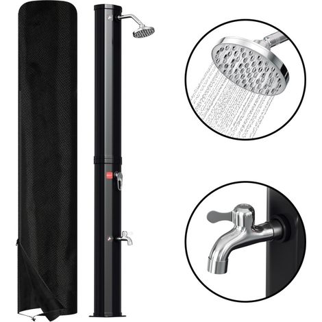 SWANEW Doccia solare con doccia a pedale Doccia estiva Doccia per piscina Doccia per giardino Doccia a mano 35L con parapioggia Nero (1/5)