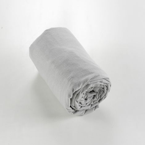 Drap housse flanelle chaude 140 x 190 cm Bonnet 30 cm Candice Gris (1/2)
