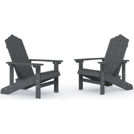 Chaises de jardin Adirondack, lot de deux, en polyéthylène haute densité, couleur anthracite. (1/5)