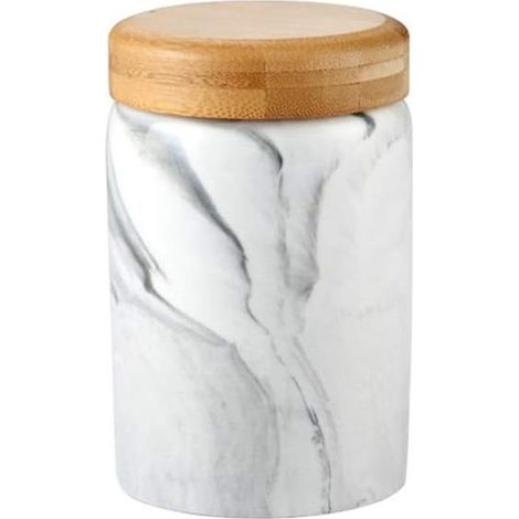 Bocal en céramique avec couvercle en bambou hermétique - Pour la conservation du thé, café, épices et bien plus encore 13.5 OZ(400ML) Marbre noir- (1/5)