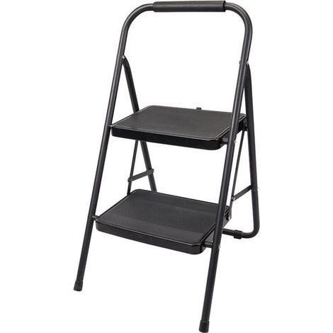 Escabeau pliable en acier 2 marches antidérapantes 47 cm – Capacité 150 kg – Système de verrouillage de sécurité – 226092 (1/5)