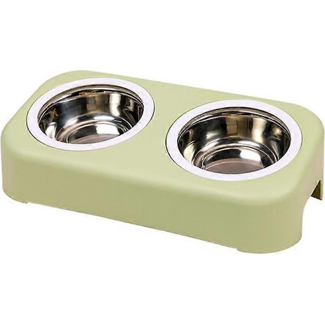 Automatischer Wasserspender und auslaufsicherer Napf für Hunde und Katzen, abnehmbarer Napf S/L, grün - Doppelnapf für Futter und Wasser, leicht zu reinigen, ideal für kleine und große Tiere.