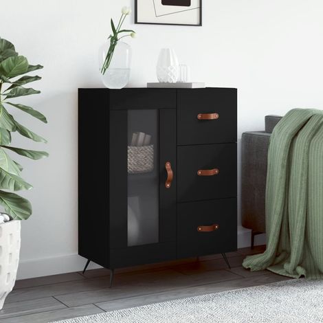 vidaXL Buffet noir 69,5x34x90 cm bois d'ingénierie (1/5)