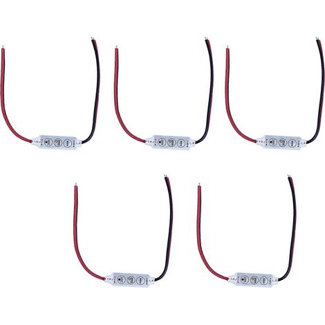 Lot de 5 mini variateurs à 3 boutons pour ruban LED monochrome 3528/5050, 12 V CC, 144 W (1/5)