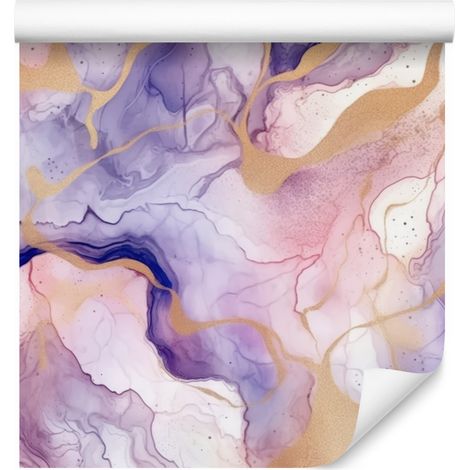 Papier peint violet encre, blanc et lavande pour salon et chambre 50x1000 cm (1/5)