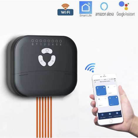 (4 voies UE) Minuteur d'arrosage intelligent pour jardin, contrôleur d'irrigation WiFi, électrovanne d'irrigation, système d'arrosage goutte à goutte programmable (1/4)