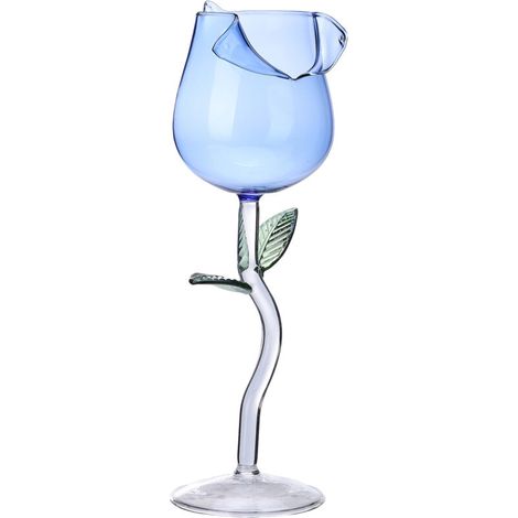 Calici da vino a forma di rosa – Set di 4 calici creativi in vetro temperato, ideali per whisky, cocktail o succhi di frutta – Elegante design floreale