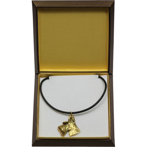 Scottish Terrier, Aberdeen Terrier I - collana per cani in confezione regalo, ciondolo placcato oro per un amante dei cani, gioiello di grande effetto di Art-Dog (1/5)